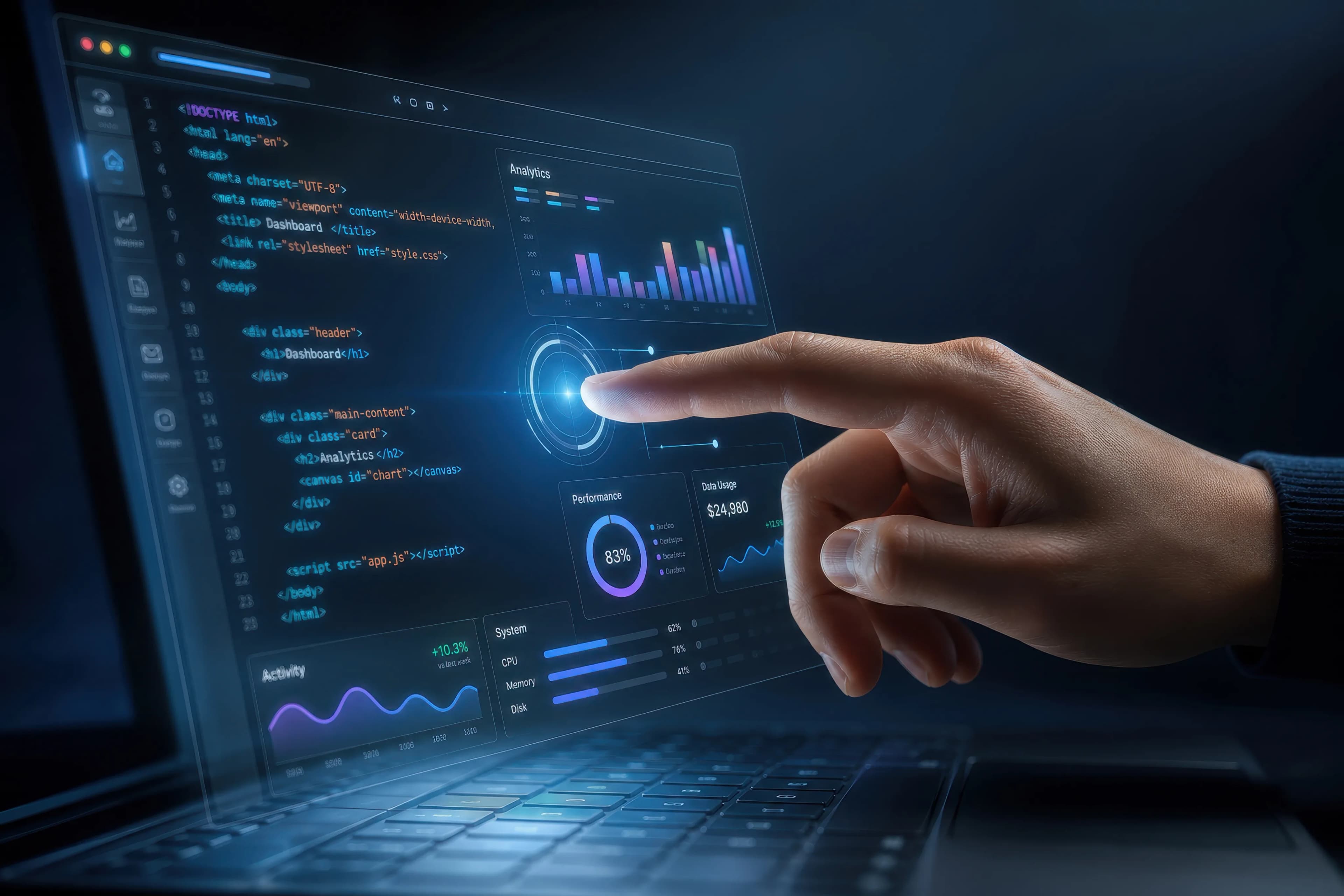 Investor reviewing a digital analysis terminal